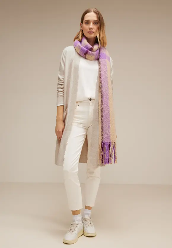 Offener Long Cardigan - whisper cream melange