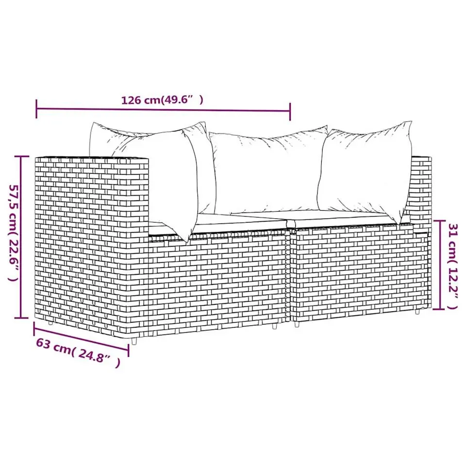 vidaXL - Hoekbank - Zwart - Poly rattan