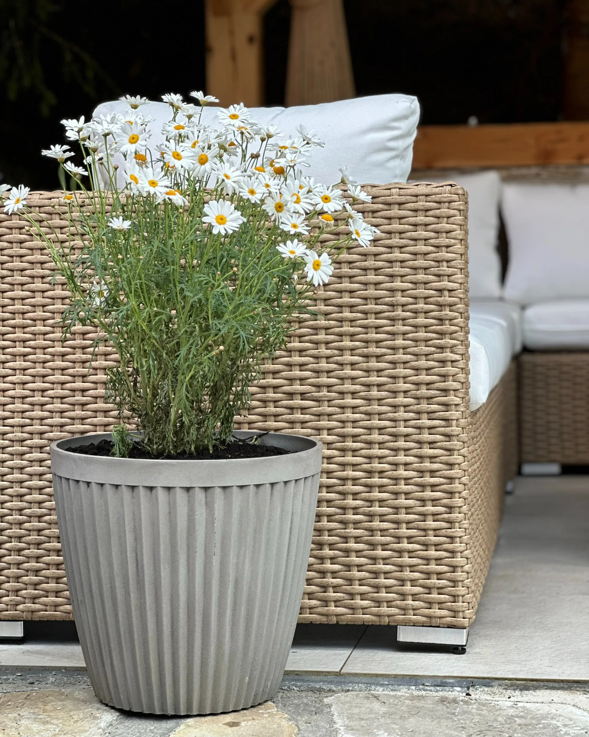 Set van 2 bloempotten POKA 36 cm Taupe