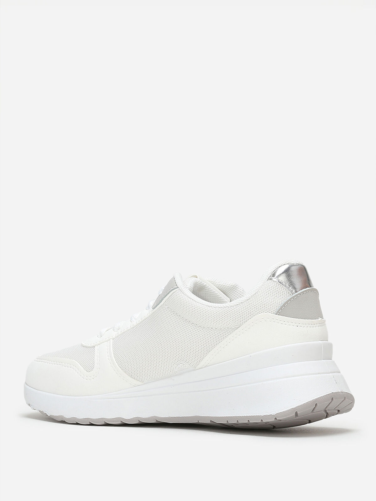 Baskets running en simili à zip- Blanc