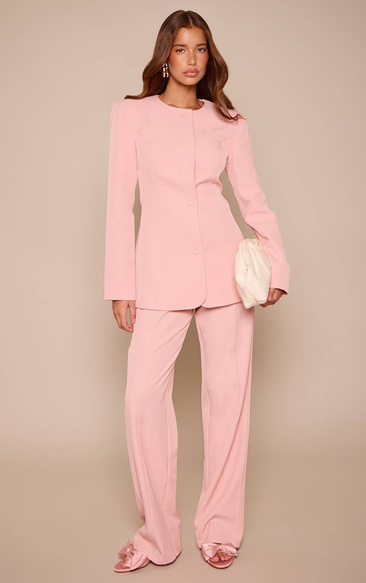 Rose Clair Pantalon Droit Tailleur