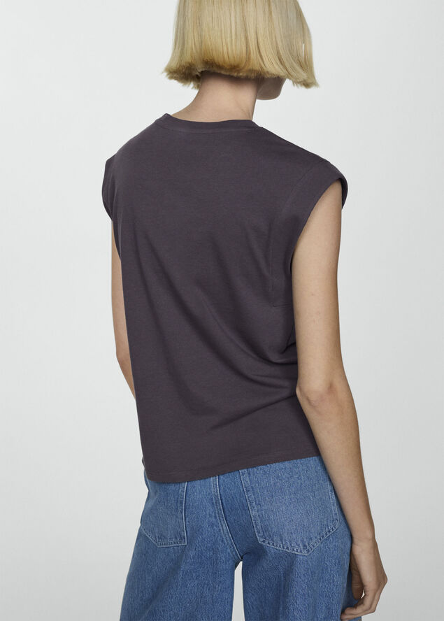 MANGO Short-sleeved cotton t-shirt Charcoal