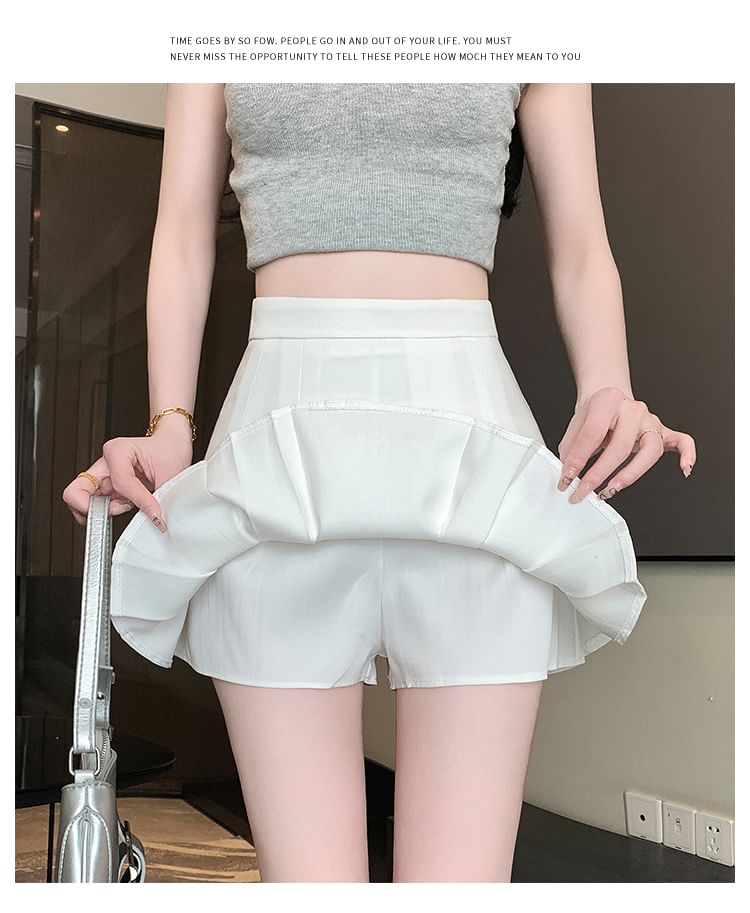 Yako - Hoge taille effen mini geplooide skort
