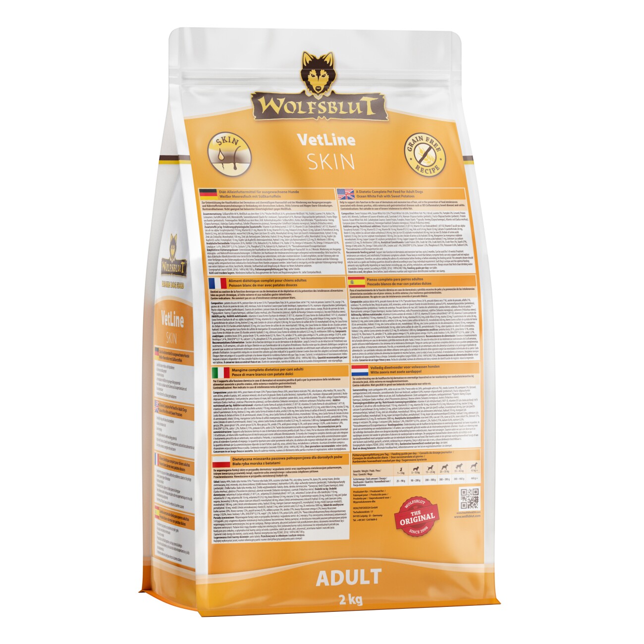 WOLFSBLUT Adult VetLine Skin, Weißer Meeresfisch 2 kg