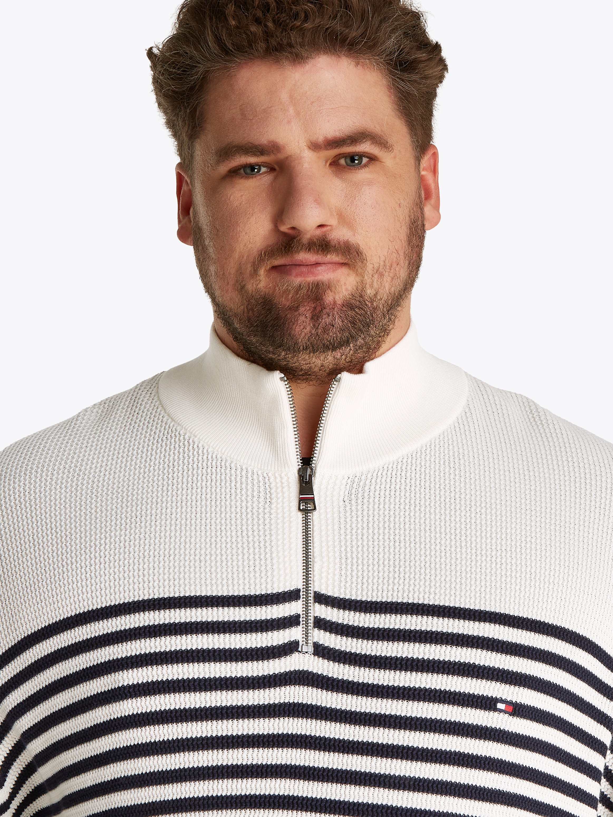 Tommy Hilfiger Big & Tall Troyer »BT-RACKING STRUCTURE ZIP MOCK-B« Grosse Grössen, mit feiner Struktur