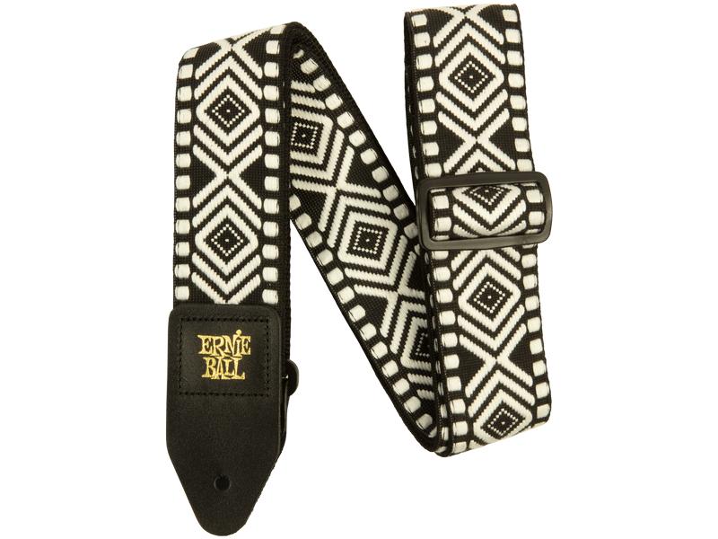 Ernie Ball Gitarrengurt 5343 Jacquard – White Savannah Polypro-Gitarrengurt mit maschinengenähten Lederenden