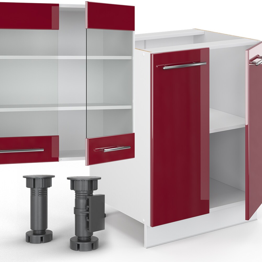 Vicco Küchenzeile Küchenblock Einbauküche 240cm Fame-Line Hochglanz Fronten