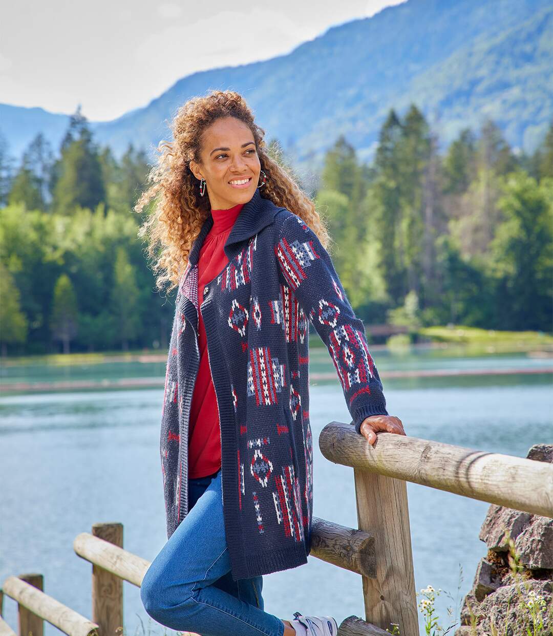 Manteau Tricot Motifs Aztèques