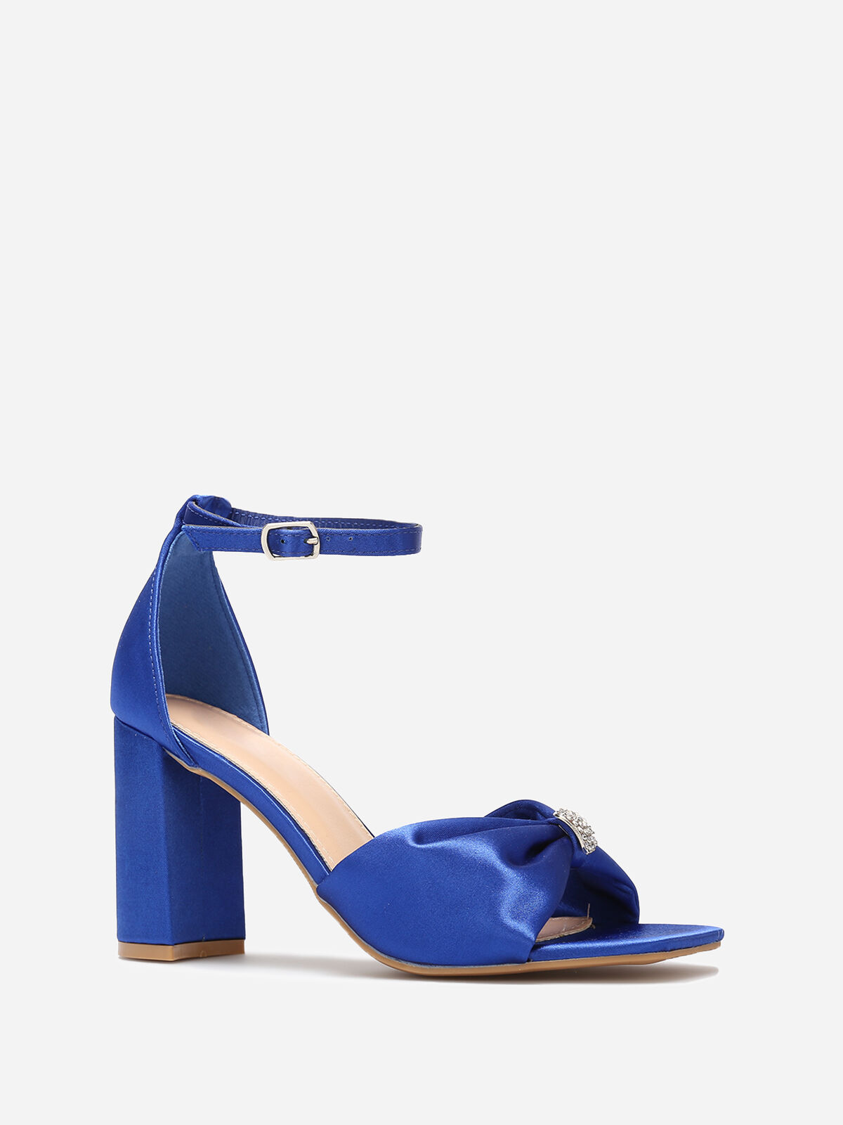 Sandales avec bride noeud à strass- Bleu