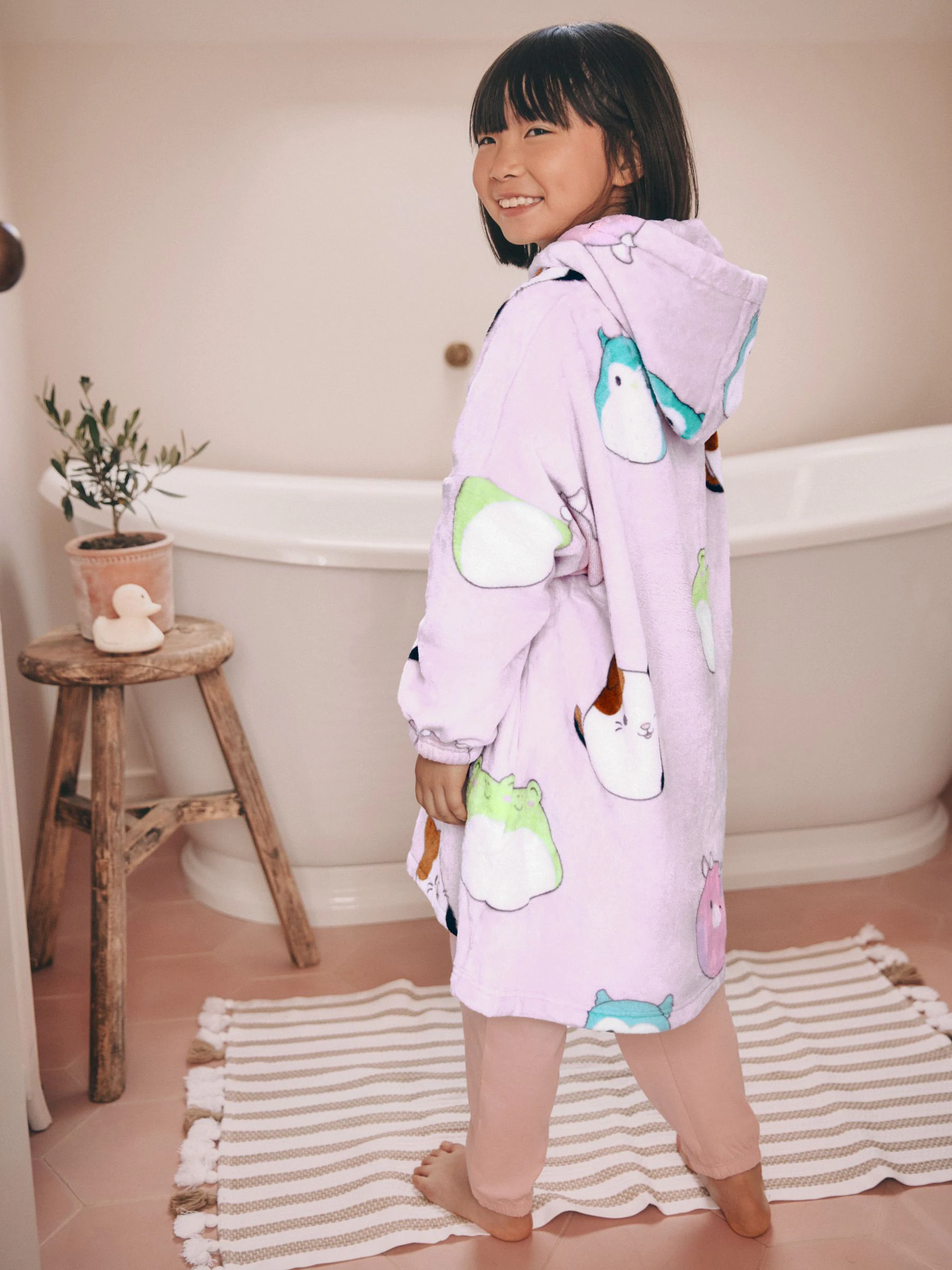 Lila-paars - Squishmallow fleecedeken met capuchon (5-16jr)