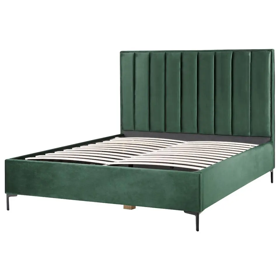 SEZANNE - Bed met opbergruimte - Donkergroen - 180 x 200 cm - Fluweel