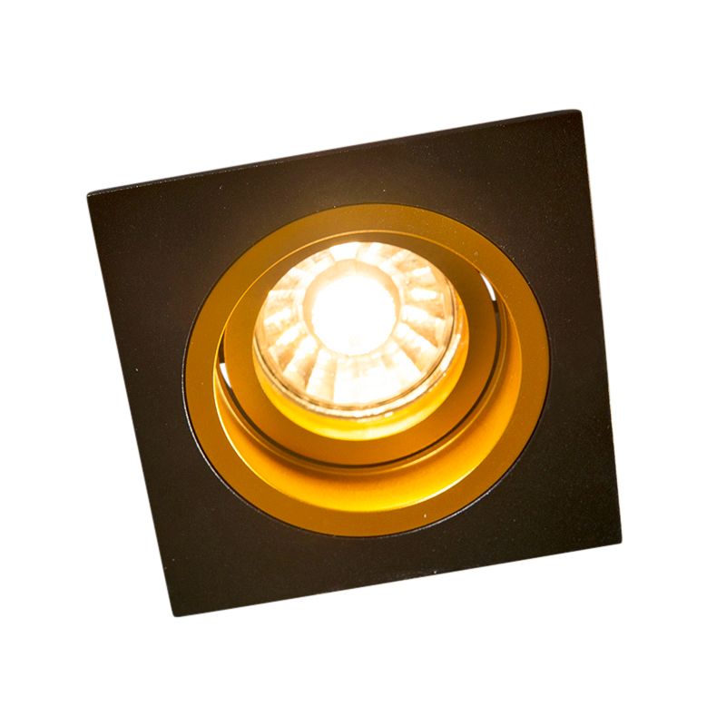 Inbouwspot zwart met goud 9,3 cm draai- en kantelbaar - Chuck