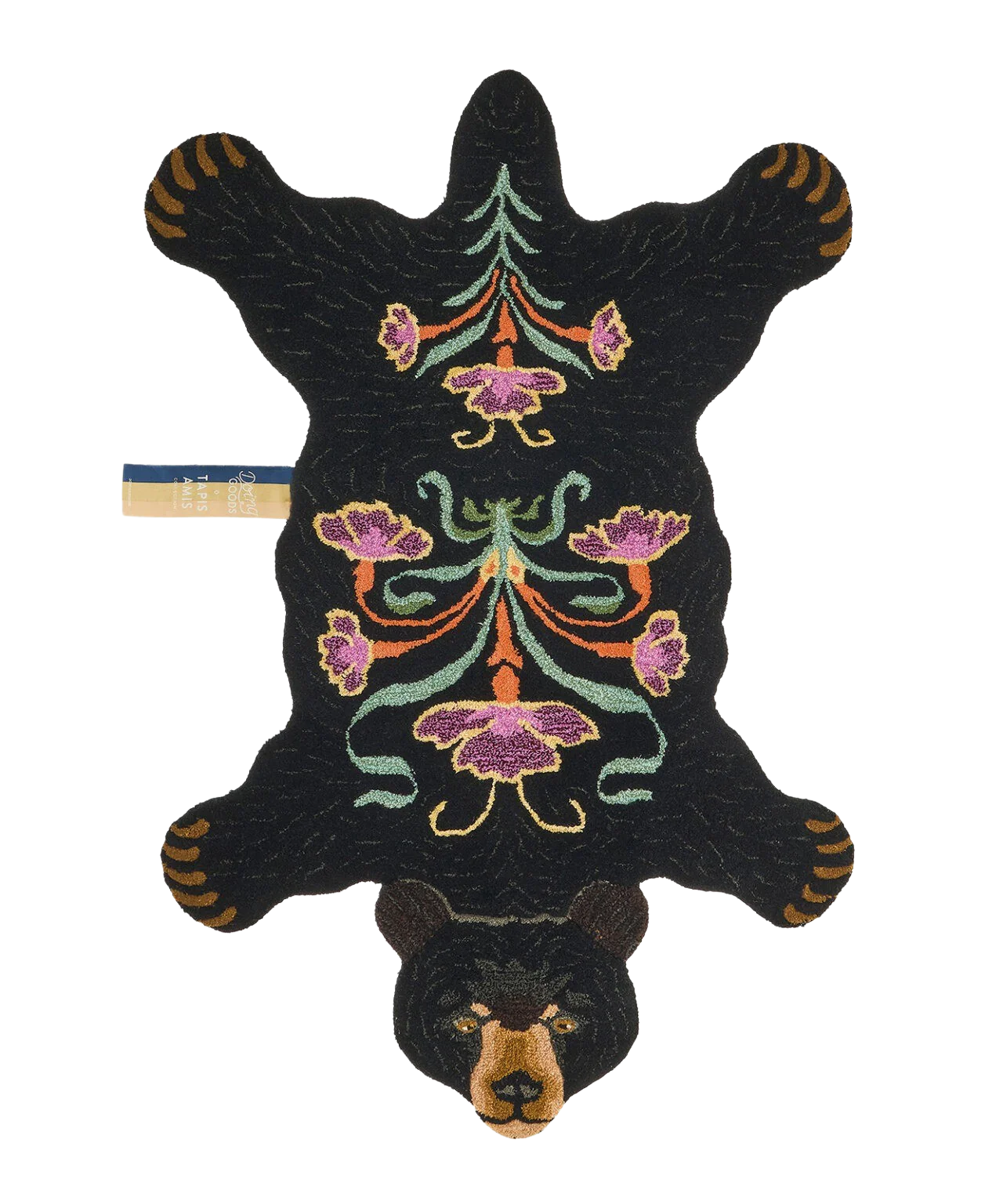 Doing Goods  Blooming Bear gulvtæppe, Large - Black
