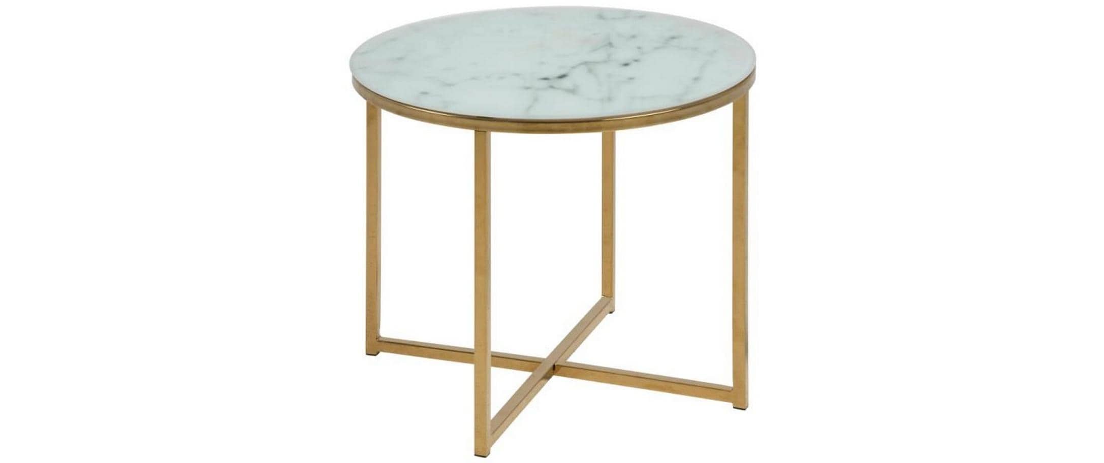 Couchtisch Alisma Ø 50 x 42 cm, Gold/Weiss<br>Couchtisch
