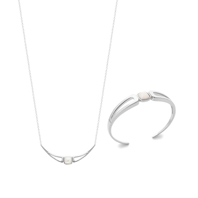 Collier Femme - Argent 925 - Nacre - Longueur : 45 cm