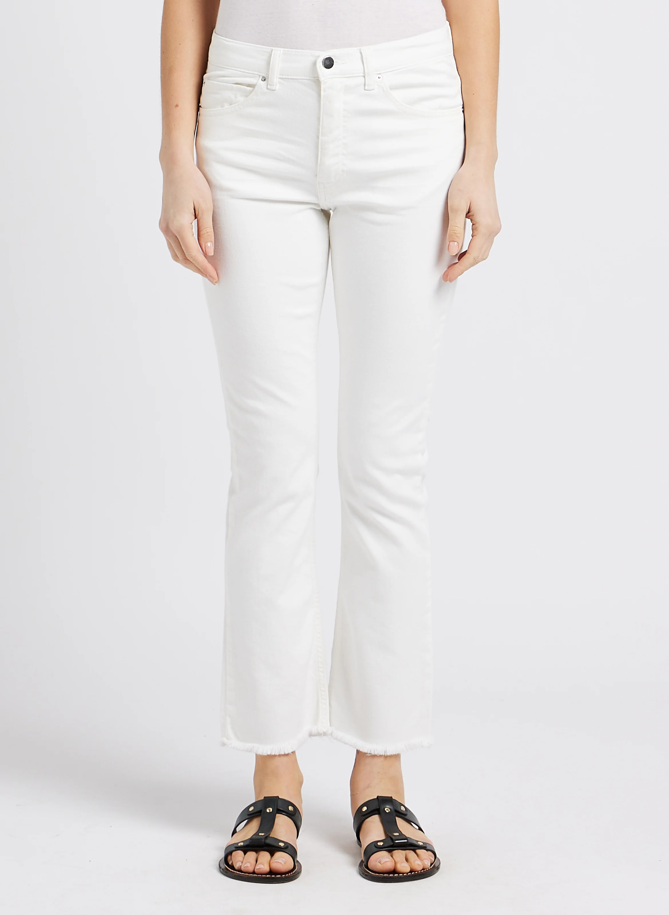 CARA - Jean flare en coton mélangé | Blanc
