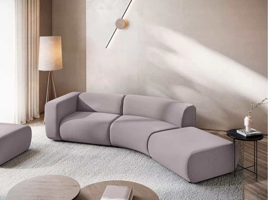 Canapé modulable 4 places droit en velours - lavande - EKAHI