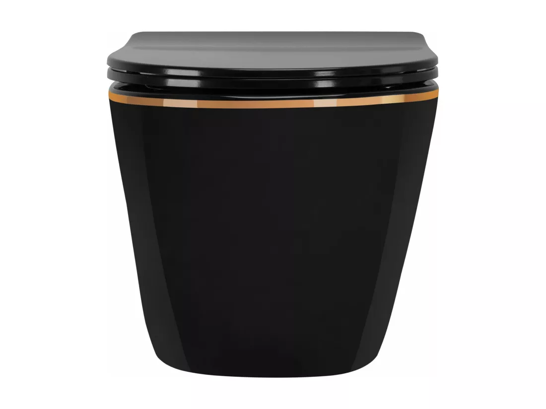 Cuvette Wc Suspendue Rea Carlo Mini Rimles Dur/Flat/Zm Czarno-Gold