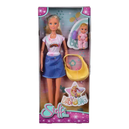 Simba Steffi Love Steffi mit Baby, Tragetasche und Trinkflasche, 29cm