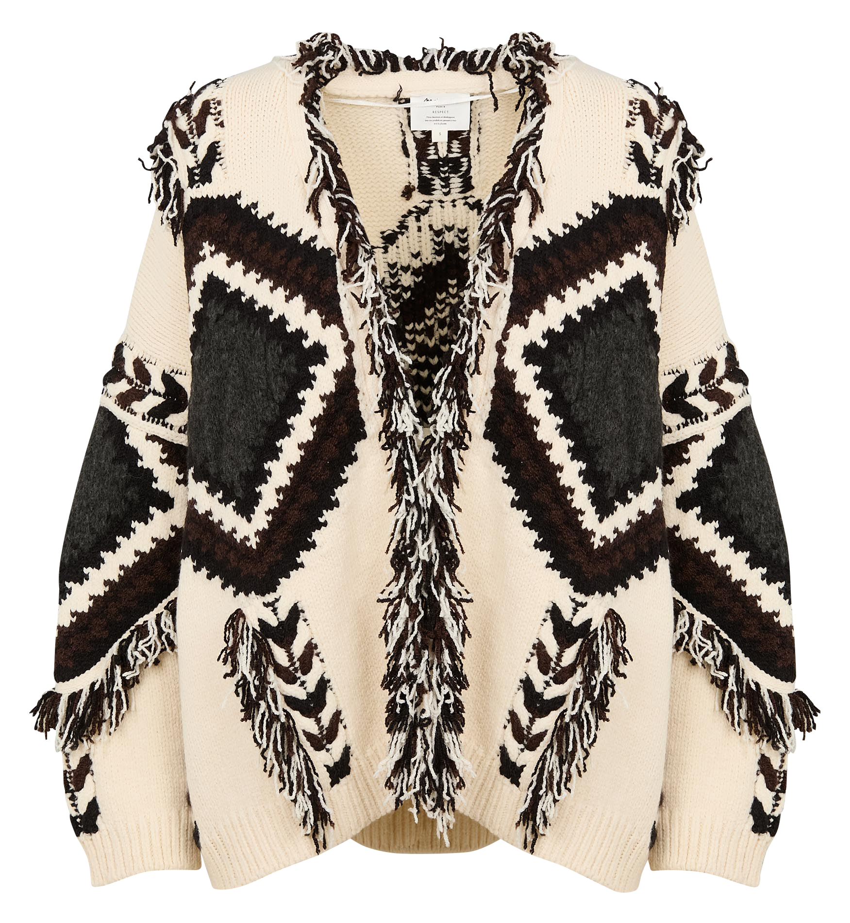 ARIZONA - Gilet oversize à franges | Beige