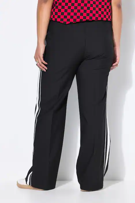 Hose, Straight Wide Legs, Seitenstreifen, schwarz