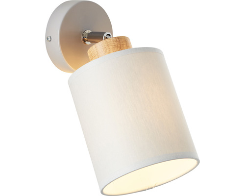 Wandlamp, 1-lichts, HxLxD 22x13x27 cm, grijs/hout
