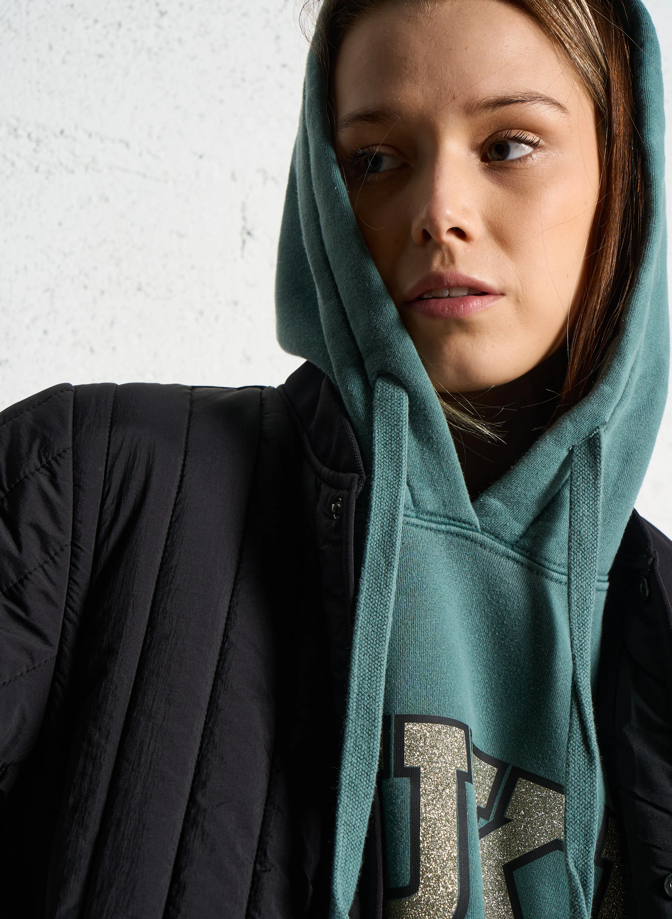 BANJA - Veste droite col teddy matelassée | Noir