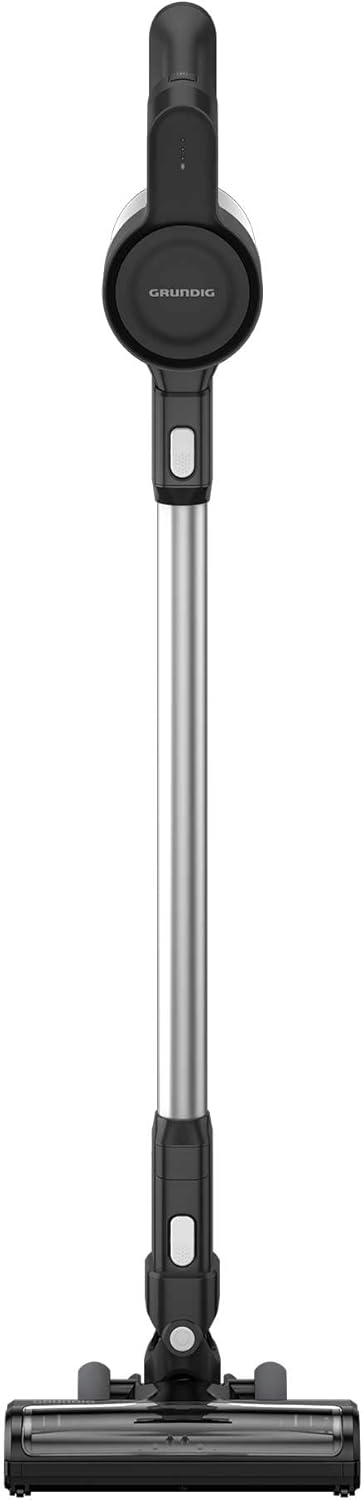 GRUNDIG VCP 4230 2-in-1-Akku-Stielstaubsauger, 2 Saugkraftstufen, 150 Watt Motor, 25, 2 Volt Li-Ion Akku, 550 ml Staubaufnahmevolumen, bis zu 45 Minuten Betriebszeit, 80 Dezibel, Weiß / Schwarz
