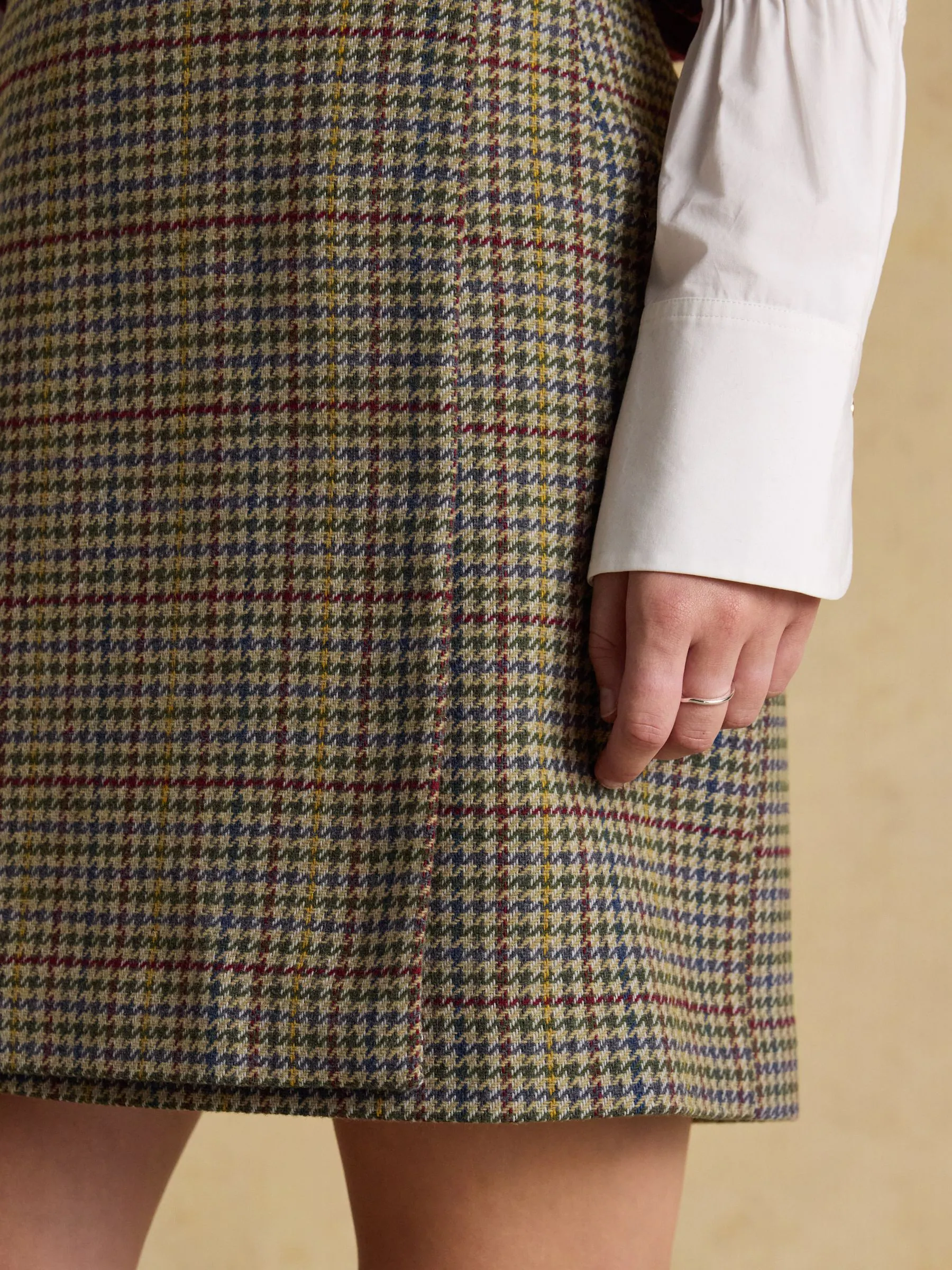 Bruin geruit - Joules Wrenley tweed omslagrokken