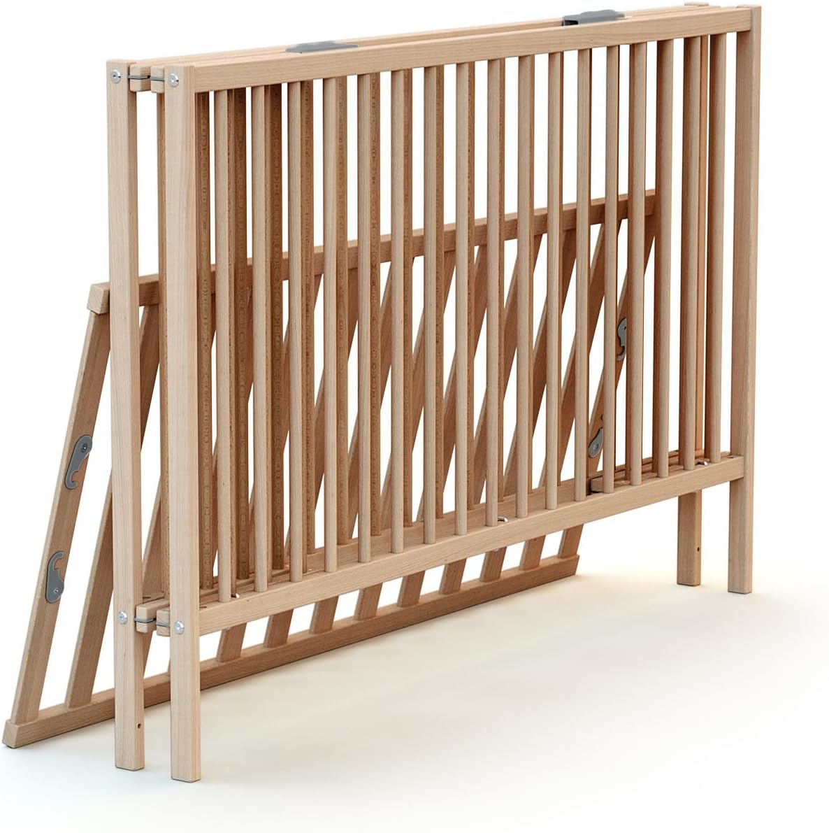 WEBABY - Lit bébé pliant 60x120cm Blanc | Bois massif | Dès la naissance |Confort de sommeil | Sommier à lattes | Compact | Transportable | Pliable |Gain de place | Lit de voyage