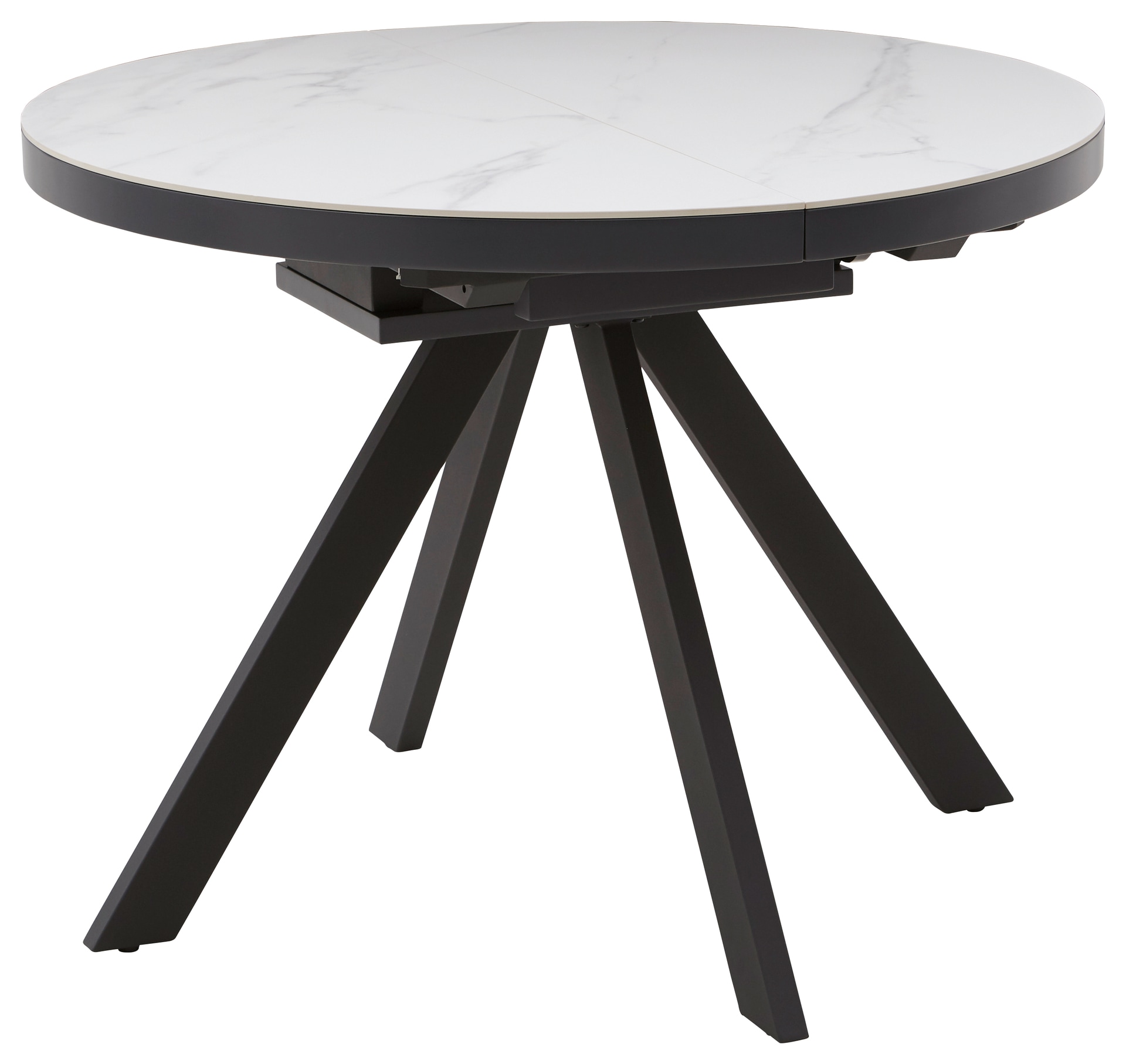 CASAVANTI Esstisch LINUS 100(130) x 100 cm Keramik weiß/anthrazit