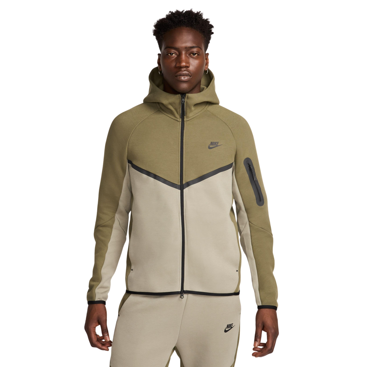 Nike Tech Fleece Sportswear Vest Olijfgroen Grijs Zwart