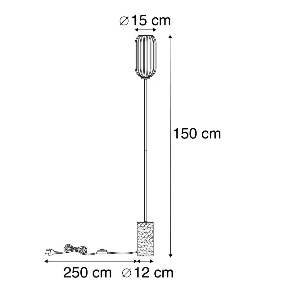 Qazqa vloerlampen rid zwart e27