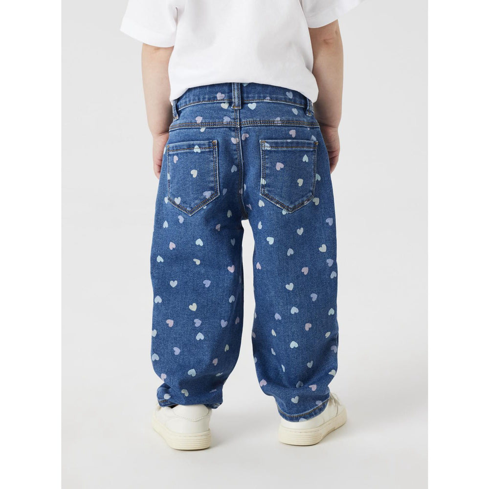 Køb Name It Denim Blue Hearts Nmfbella Mom Shaped Jeans 3555-On Noos