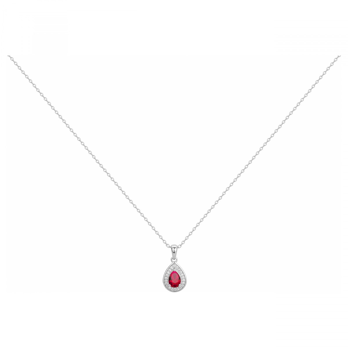 Collier mono-motif en Argent avec spinelle rouge rubis