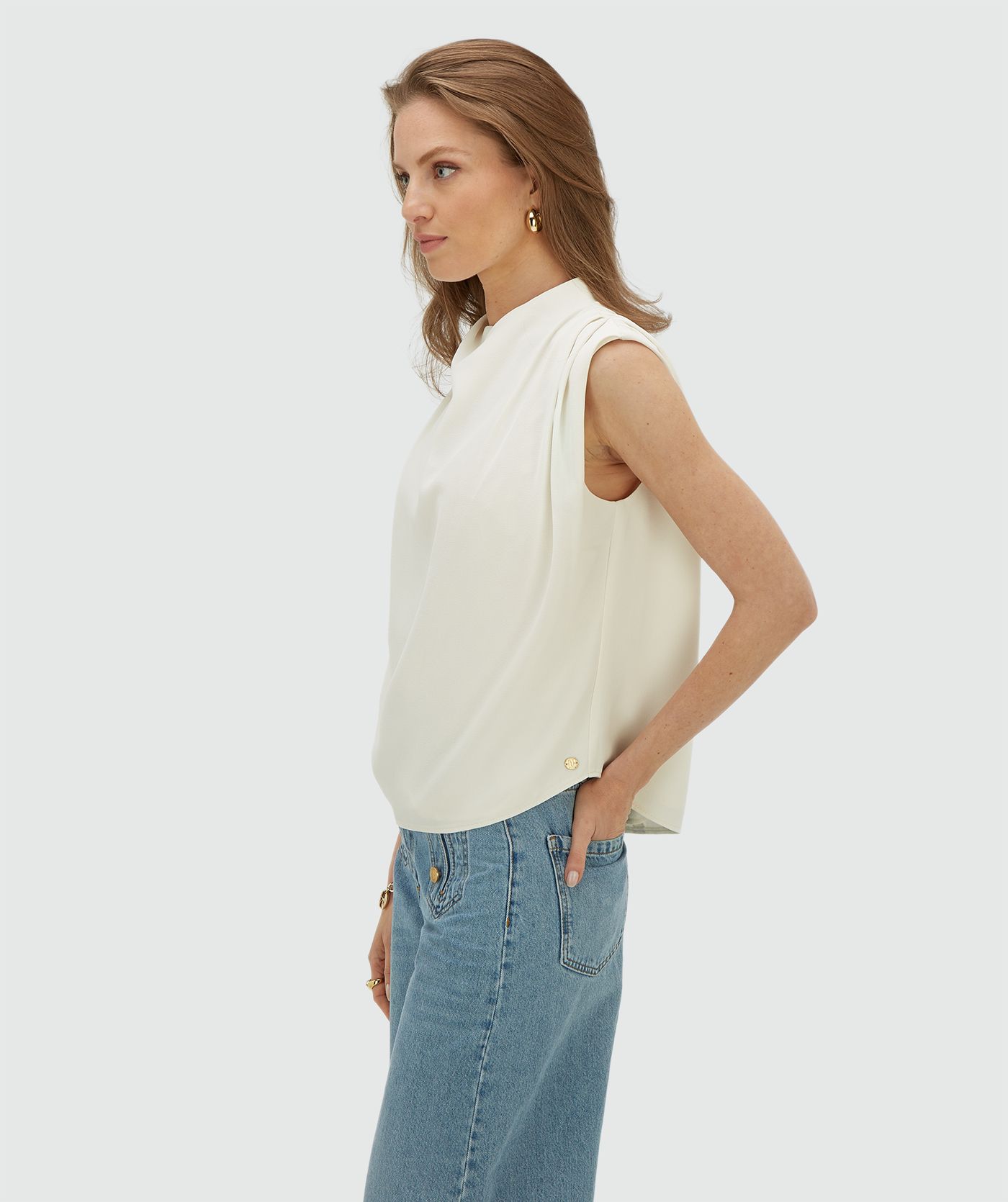 JV-KIANA losvallende top - off white