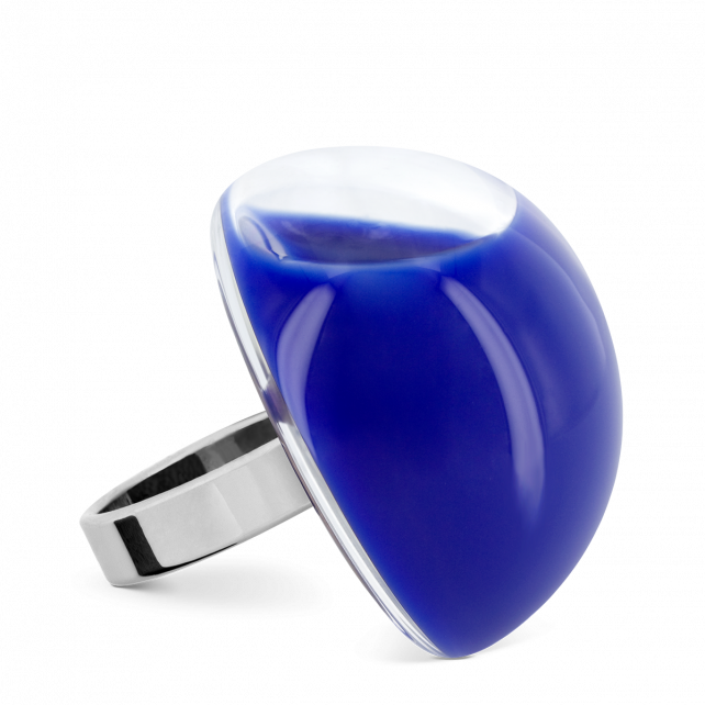 Bague en verre soufflé - Dome Giga Milk