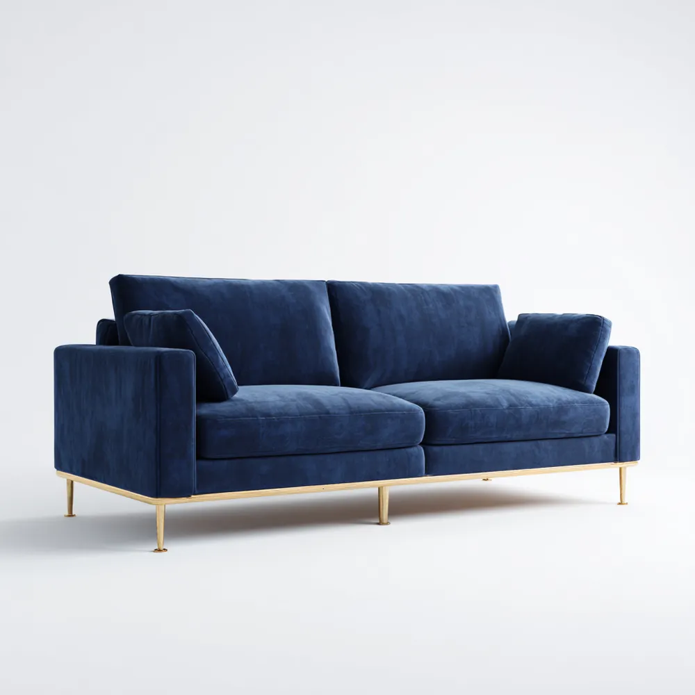 2-Sitzer-Samtsofa 180x85x75 cm – Blau – Modernes Design