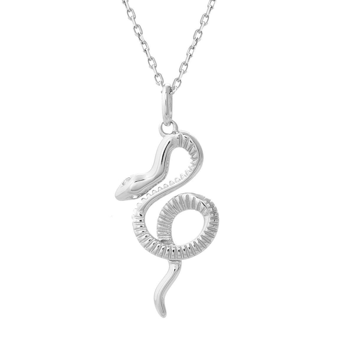 Collier serpent yeux oxydes de zirconium Argent 925 Rhodié