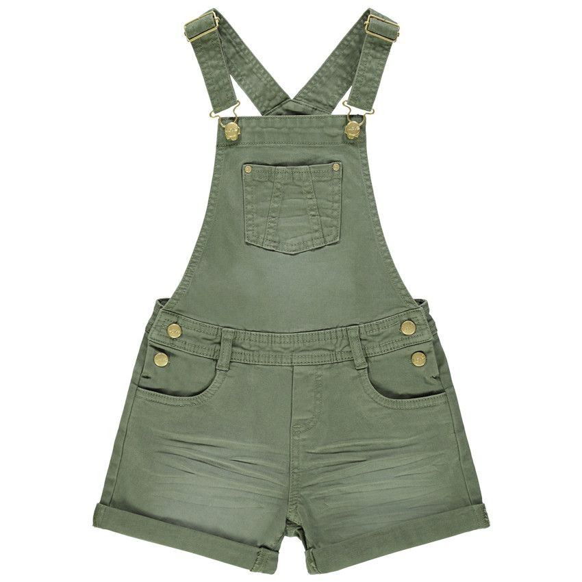 Salopette courte effet crinkle - Vert