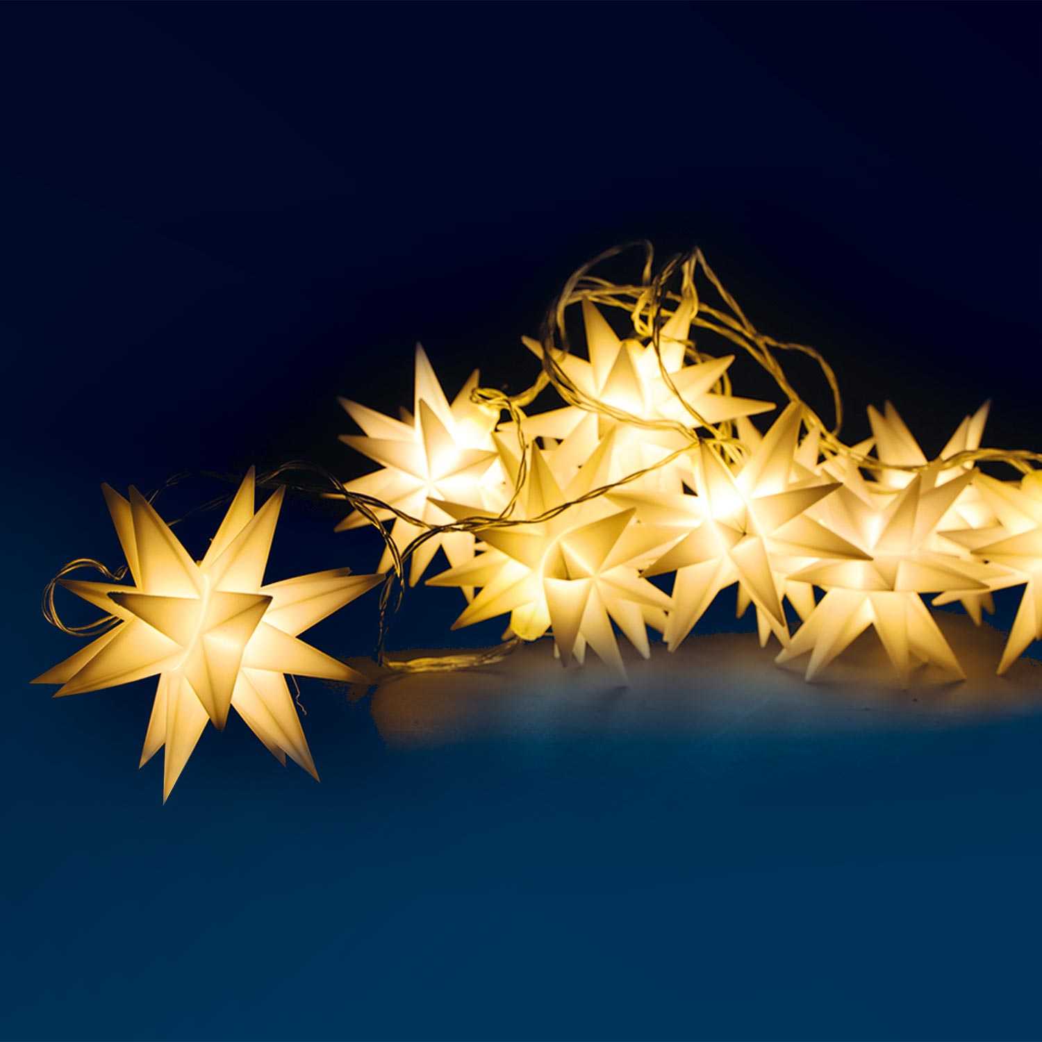 LED Lichterkette mit Sternen und Timer warmweiß 4 m 10er