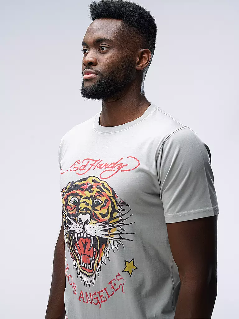 ED HARDY T-Shirt TIGER VINTAGE hellgrau