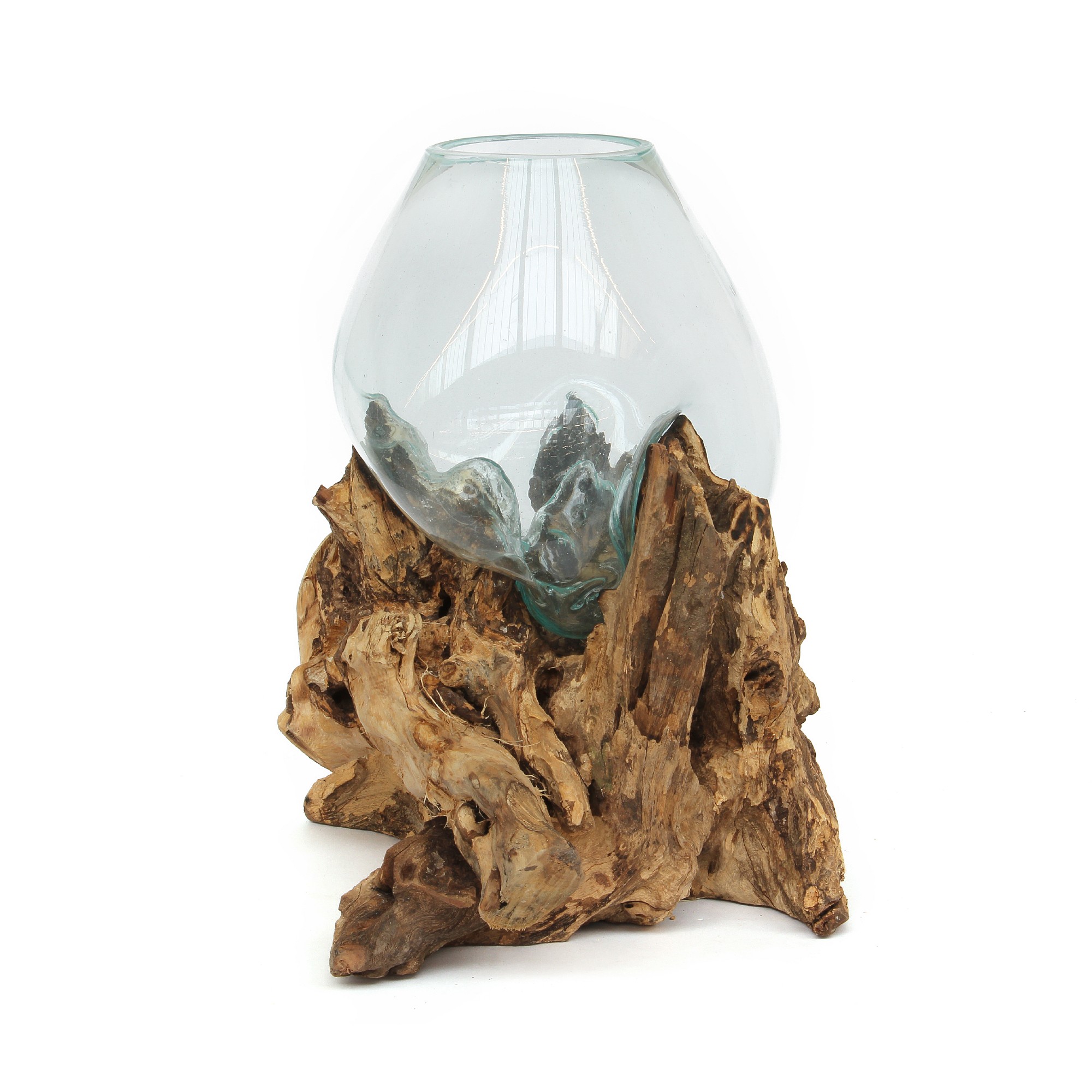 Wurzelholz-Glasvase, H 45 - 55 cm, Ø 35 - 45 cm von fischer's lagerhaus