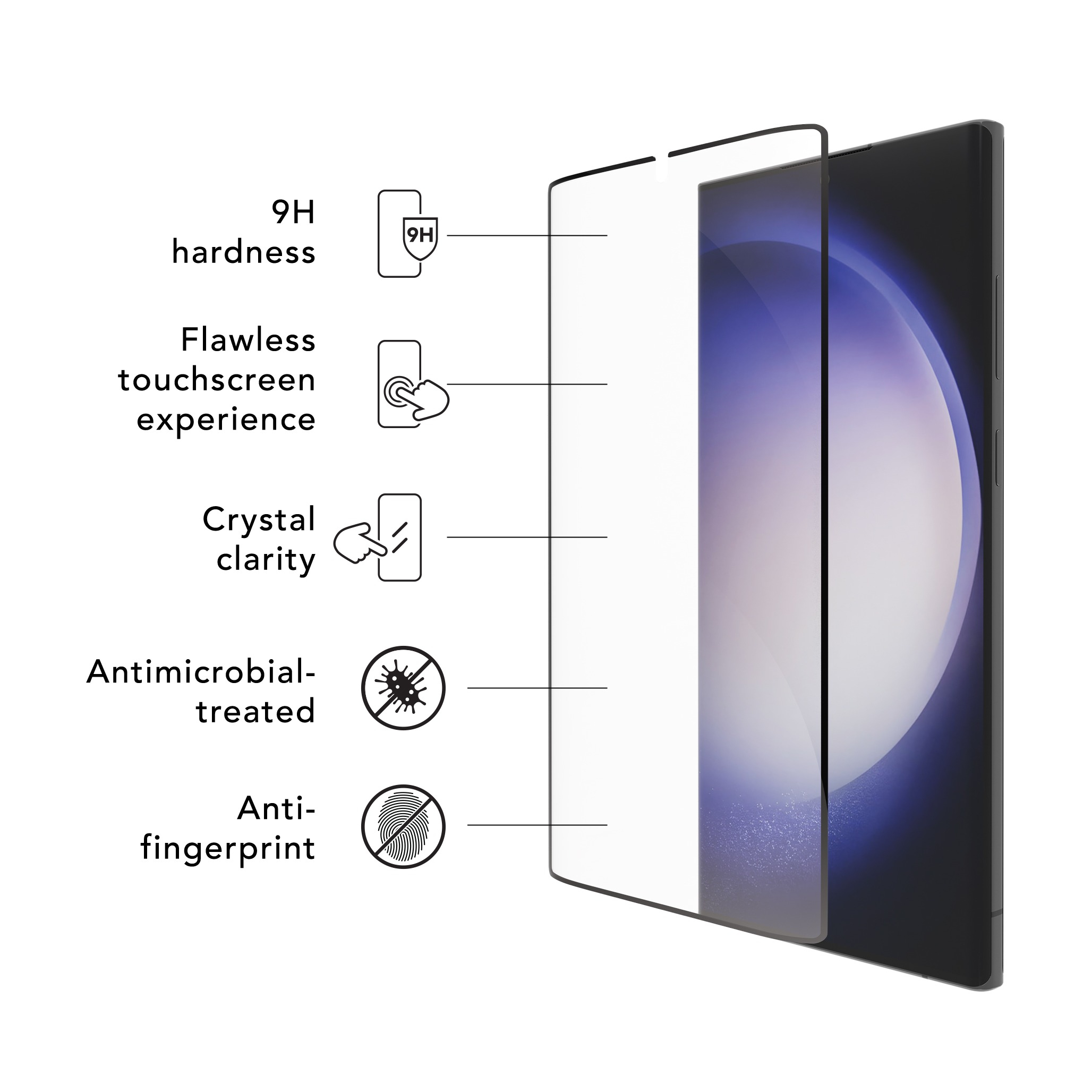 Samsung Galaxy S23 Ultra 5G ECO-SHIELD Antimikrobieller Displayschutz Case Friendly Recycled (ESSUBF001799)