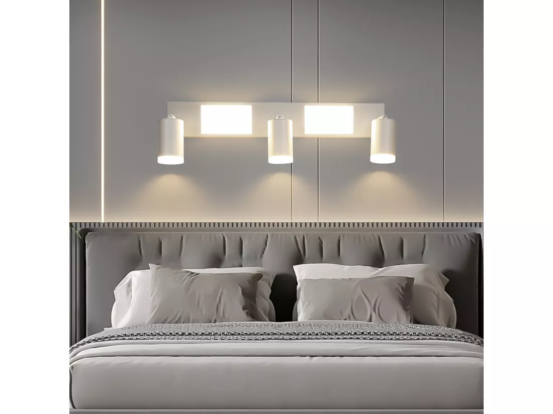 NETTLIFE Spot de plafond 3 ampoules GU10 chambre 3000k 20W blanc chaud orientable