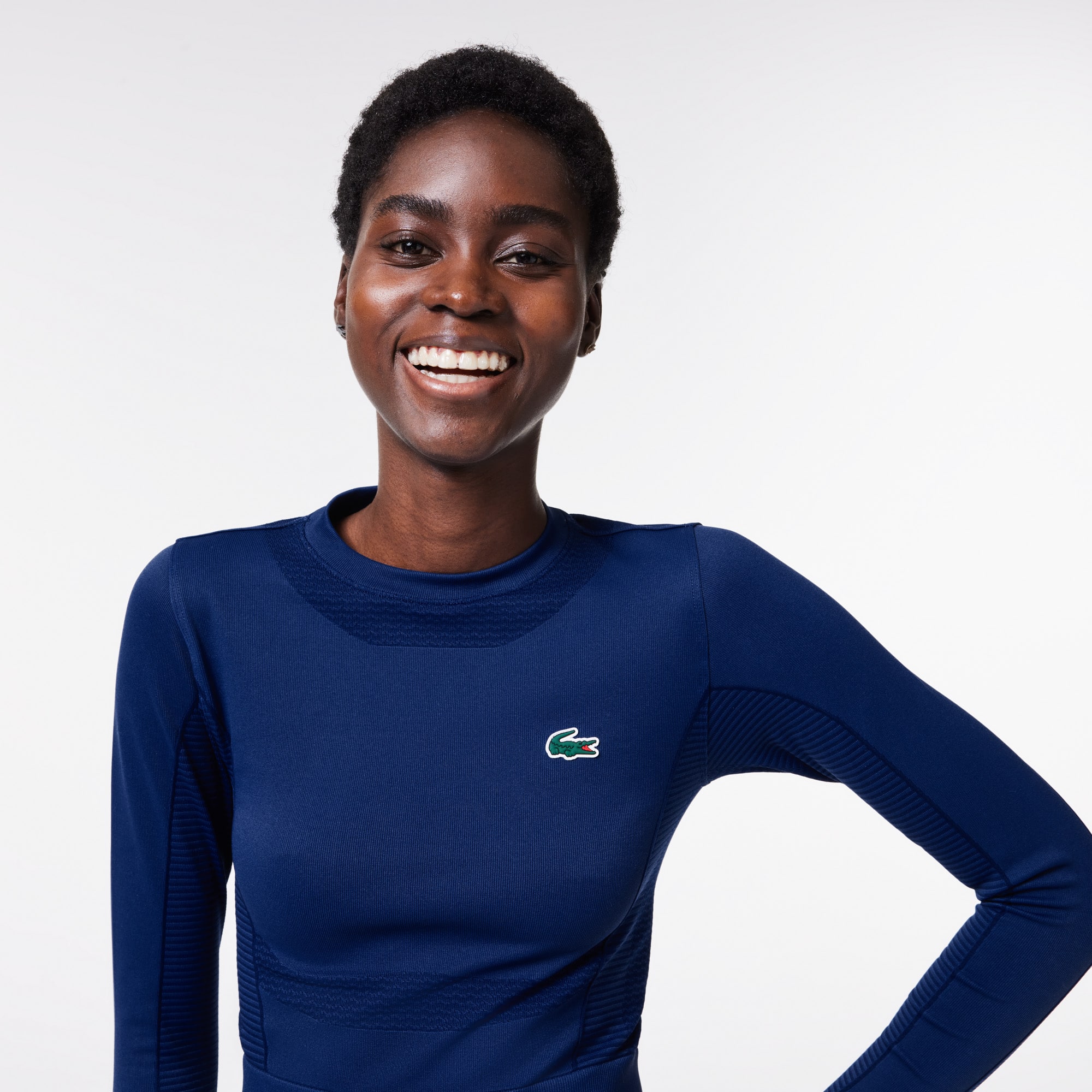 Crop top manches longues Sport sans couture T-Shirts - Bleu - Lacoste - Femme