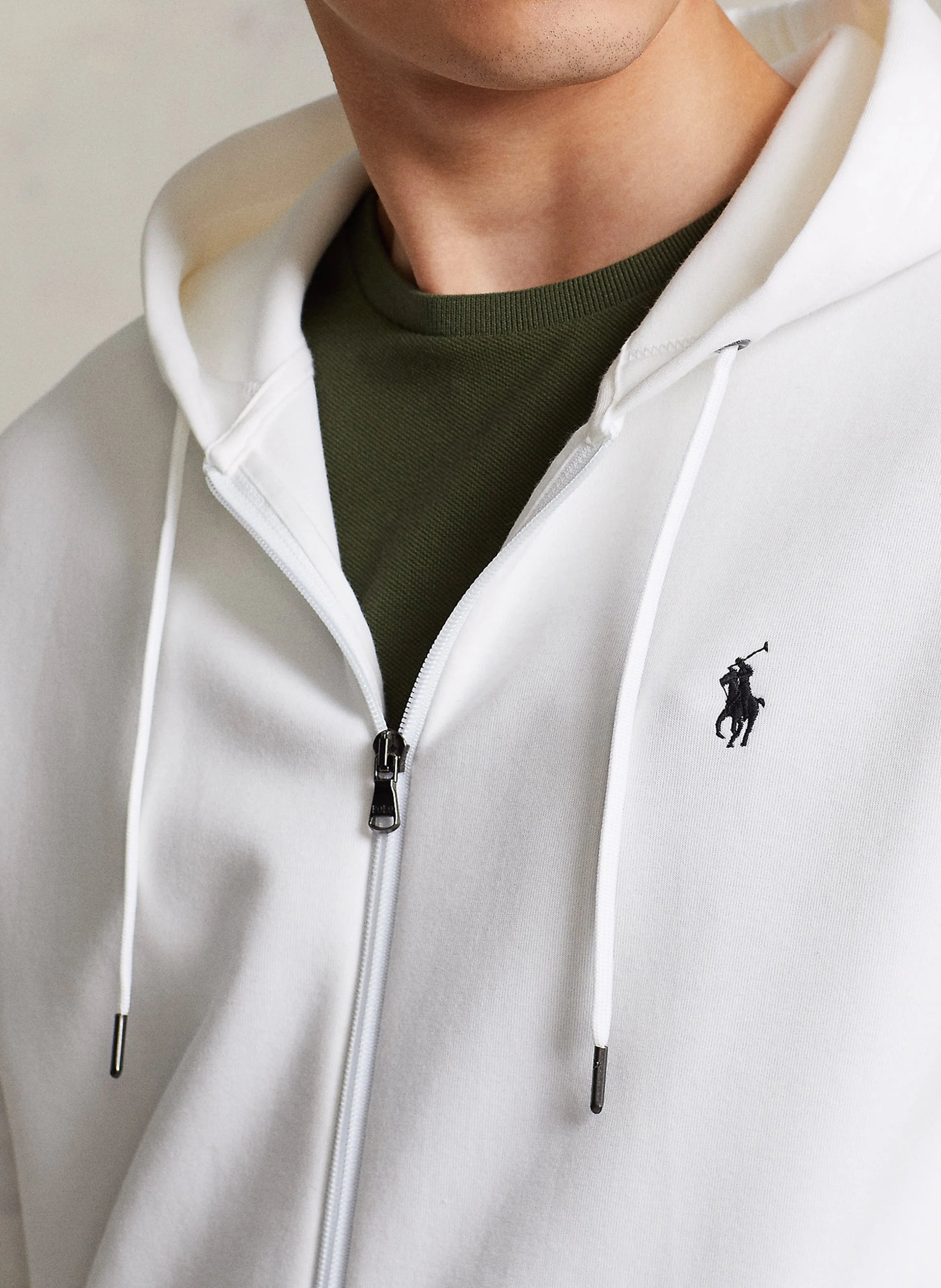 Sweat zippé à capuche en coton doux | Blanc