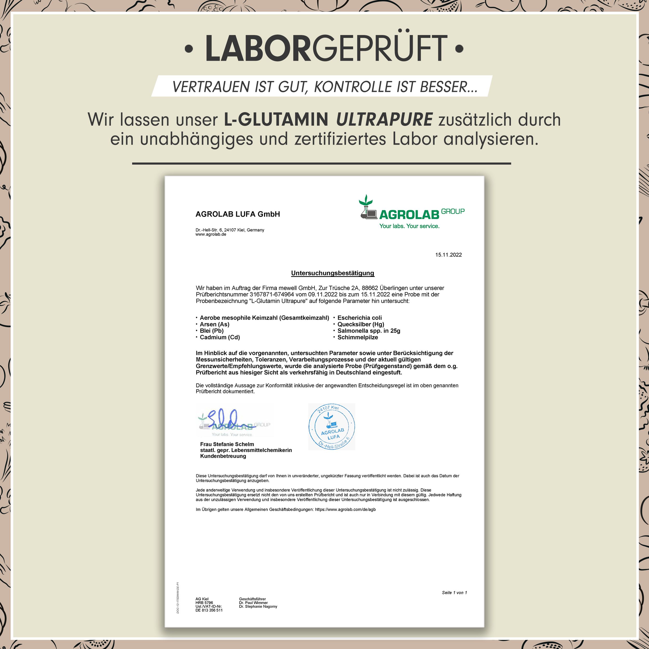 ProFuel - L-Glutamin Ultrapure Pulver - 10g reines L-Glutamin pro Portion - Made in Germany & vegan