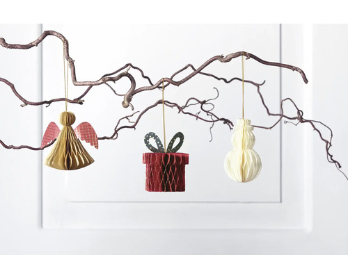 Honingraatdecoratie KERST set van 3 cadeau