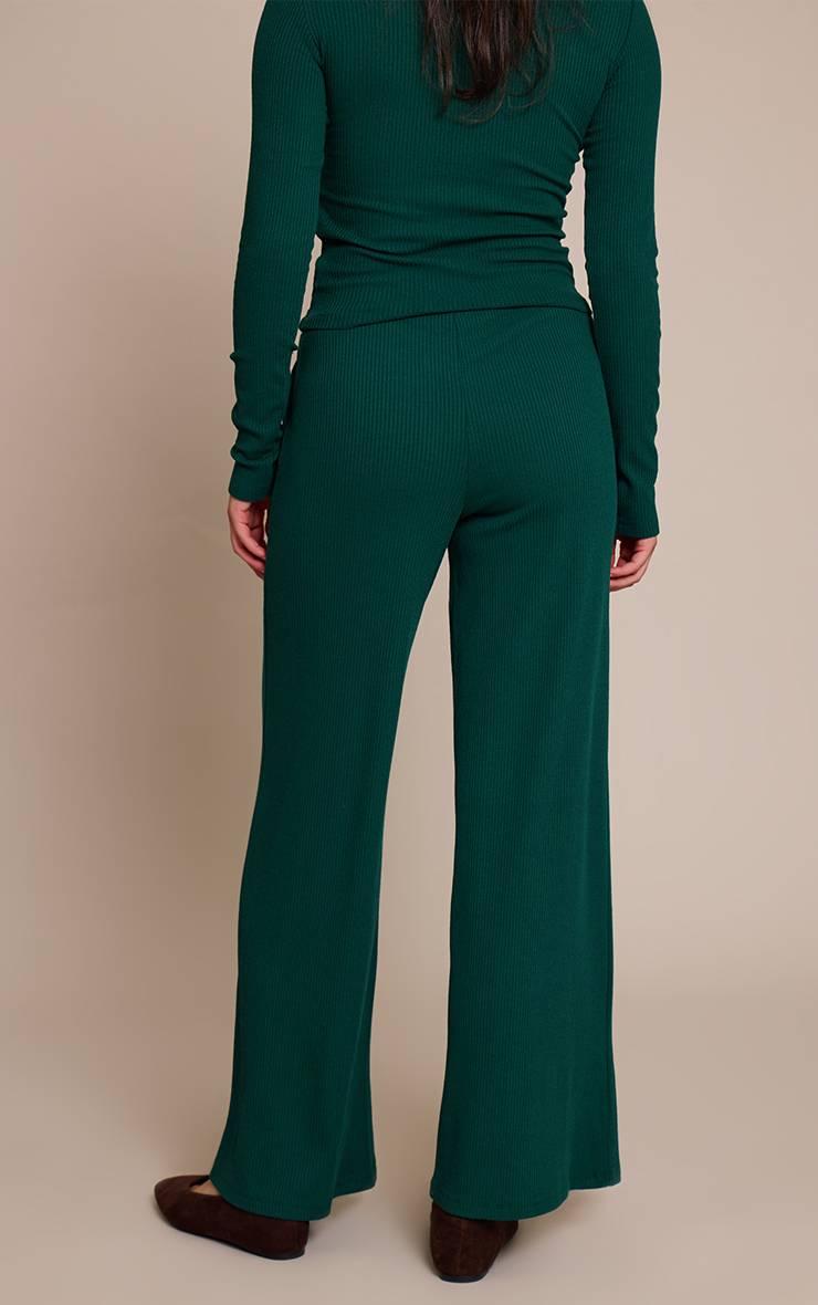 Vert Foncé Pantalon Droit Taille Basse À Cordon De Serrage Côtelé